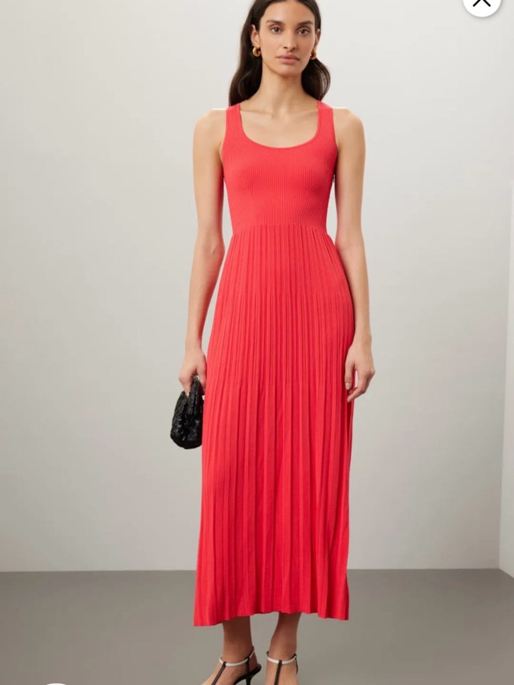 Michael Kors Coral-Red Sleeveless Pleated Maxi Dress